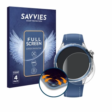Face avant d’un emballage produit avec le logo de la marque Savvies. À côté, l’appareil Oppo Watch X2 est représenté avec la p