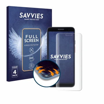 Face avant d’un emballage produit avec le logo de la marque Savvies. À côté, l’appareil Honeywell CT37 est représenté avec la 