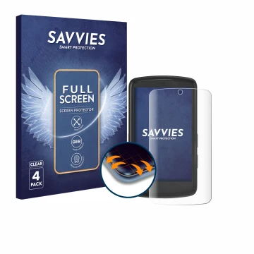 Face avant d’un emballage produit avec le logo de la marque Savvies. À côté, l’appareil Bryton Rider S810 est représenté avec 