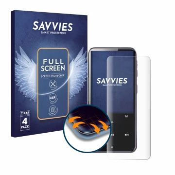 Face avant d’un emballage produit avec le logo de la marque Savvies. À côté, l’appareil AGPtek M3 est représenté avec la prote