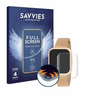 Face avant d’un emballage produit avec le logo de la marque Savvies. À côté, l’appareil Liu Jo Smartwatch Voice Mini est repré