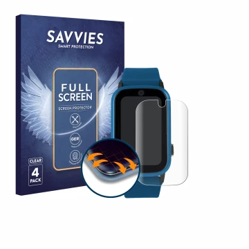 Face avant d’un emballage produit avec le logo de la marque Savvies. À côté, l’appareil One2Track Connect Adventure est représ