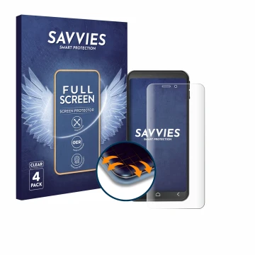 Face avant d’un emballage produit avec le logo de la marque Savvies. À côté, l’appareil Emporia Smart 7 Lite est représenté av
