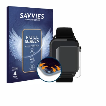Face avant d’un emballage produit avec le logo de la marque Savvies. À côté, l’appareil TRAUSI TG08 1.83