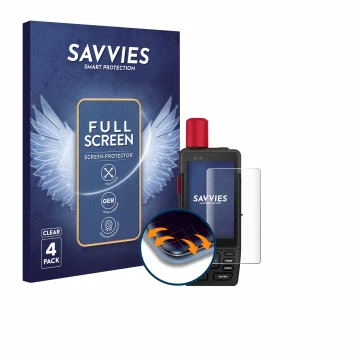 Face avant d’un emballage produit avec le logo de la marque Savvies. À côté, l’appareil Garmin GPSMAP H1i Plus est représenté 