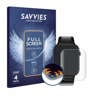 Face avant d’un emballage produit avec le logo de la marque Savvies. À côté, l’appareil Oukitel V3 1.83