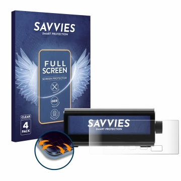 Face avant d’un emballage produit avec le logo de la marque Savvies. À côté, l’appareil EcoFlow RAPID Pro est représenté avec 