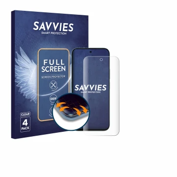Face avant d’un emballage produit avec le logo de la marque Savvies. À côté, l’appareil Honor X6c est représenté avec la prote