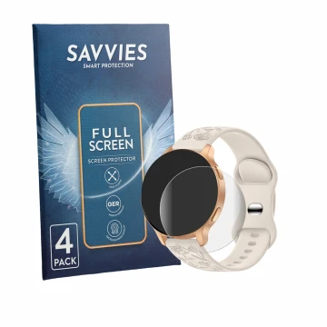 Face avant d’un emballage produit avec le logo de la marque Savvies. À côté, l’appareil Iaret Smartwatch 1.27