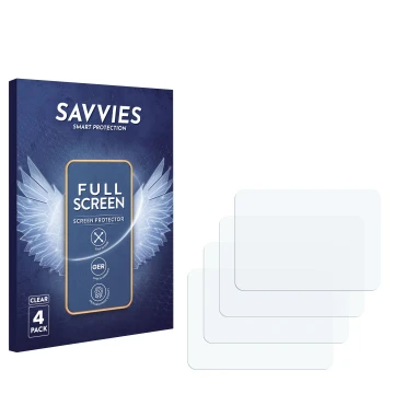Face avant d’un emballage produit avec le logo de la marque Savvies. À côté se trouve la protection d’écran correspondante.