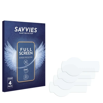 Face avant d’un emballage produit avec le logo de la marque Savvies. À côté se trouve la protection d’écran correspondante.