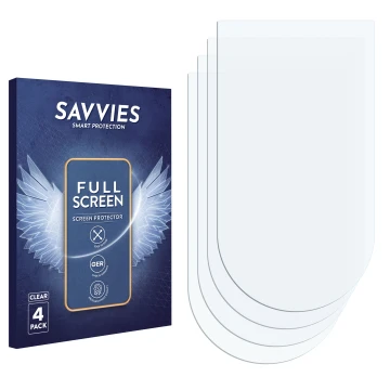 Face avant d’un emballage produit avec le logo de la marque Savvies. À côté se trouve la protection d’écran correspondante.
