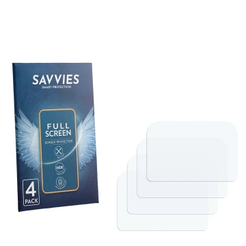Face avant d’un emballage produit avec le logo de la marque Savvies. À côté se trouve la protection d’écran correspondante.