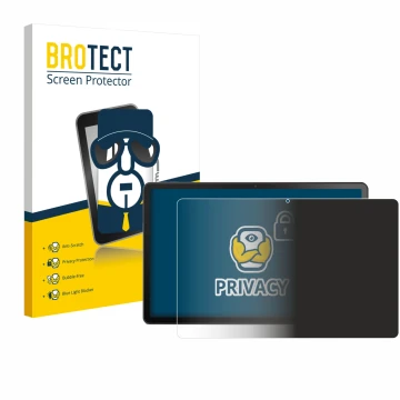 Face avant d’un emballage produit avec le logo de la marque BROTECT. À côté, l’appareil Lenovo Tab M10 Plus (3ème Gen.) est re