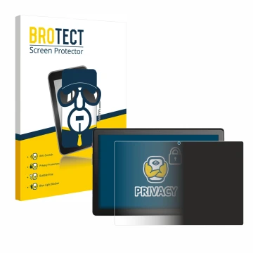Face avant d’un emballage produit avec le logo de la marque BROTECT. À côté, l’appareil emporia TAB 1 10.1