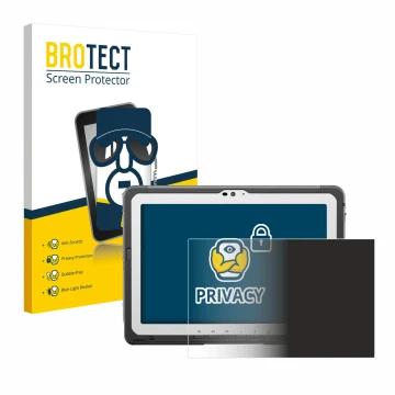 Face avant d’un emballage produit avec le logo de la marque BROTECT. À côté, l’appareil Panasonic Toughbook FZ-A3 est représen