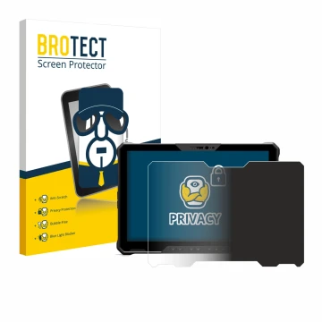 Face avant d’un emballage produit avec le logo de la marque BROTECT. À côté, l’appareil Dell Latitude 7230 Rugged Extreme est 