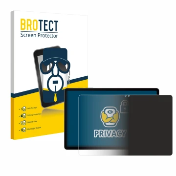 Face avant d’un emballage produit avec le logo de la marque BROTECT. À côté, l’appareil Samsung Galaxy Tab S9 FE+ est représen