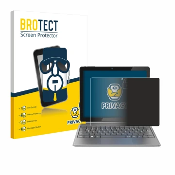 Face avant d’un emballage produit avec le logo de la marque BROTECT. À côté, l’appareil Alldocube iWork 20 Pro est représenté 