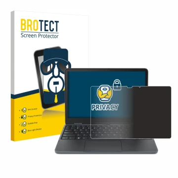 Face avant d’un emballage produit avec le logo de la marque BROTECT. À côté, l’appareil Lenovo 300w Yoga 11