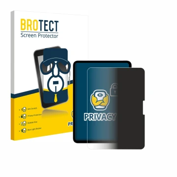Face avant d’un emballage produit avec le logo de la marque BROTECT. À côté, l’appareil Apple iPad Pro 11