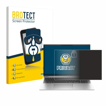 Face avant d’un emballage produit avec le logo de la marque BROTECT. À côté, l’appareil HP EliteBook 835 G11 est représenté av