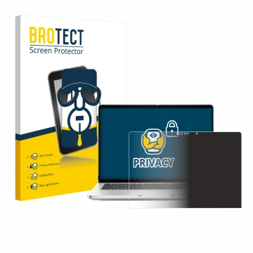 Face avant d’un emballage produit avec le logo de la marque BROTECT. À côté, l’appareil Dell Pro 13 Plus 2-in-1 est représenté