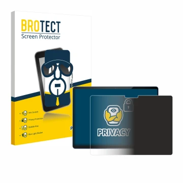 Face avant d’un emballage produit avec le logo de la marque BROTECT. À côté, l’appareil Microsoft Surface Pro 13 est représent