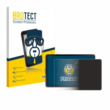 Face avant d’un emballage produit avec le logo de la marque BROTECT. À côté, l’appareil Doogee Tab A9 est représenté avec la p