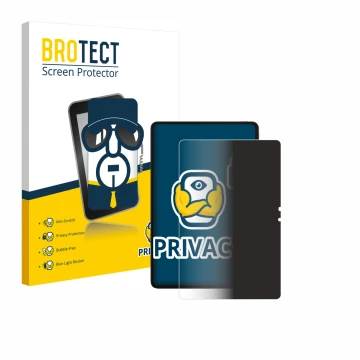 Face avant d’un emballage produit avec le logo de la marque BROTECT. À côté, l’appareil Blackview MEGA 3 est représenté avec l