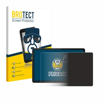 Face avant d’un emballage produit avec le logo de la marque BROTECT. À côté, l’appareil Lenovo Tab K11e est représenté avec la