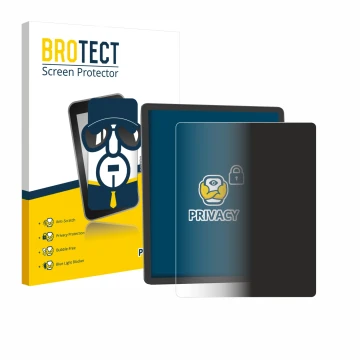 Face avant d’un emballage produit avec le logo de la marque BROTECT. À côté, l’appareil Amazon Kindle Scribe 2025 est représen