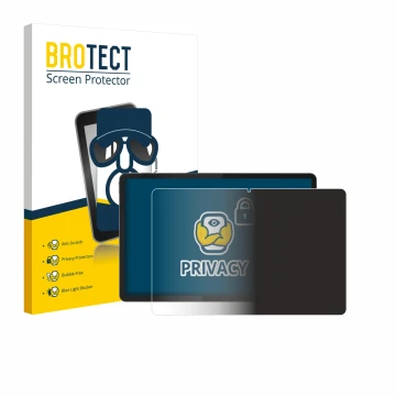 Face avant d’un emballage produit avec le logo de la marque BROTECT. À côté, l’appareil Lenovo Idea Tab Plus 12.1