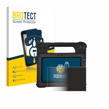 Face avant d’un emballage produit avec le logo de la marque BROTECT. À côté, l’appareil Zebra XPad L10ax est représenté avec l