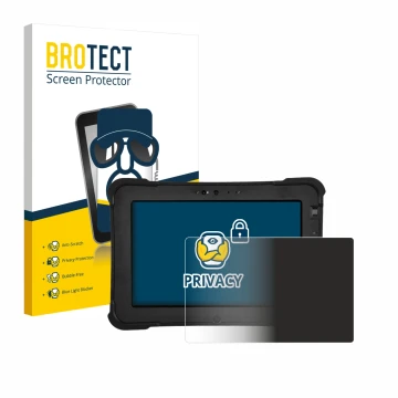 Face avant d’un emballage produit avec le logo de la marque BROTECT. À côté, l’appareil Zebra XSlate L10ax est représenté avec