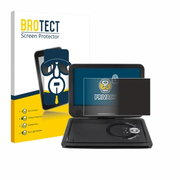 Face avant d’un emballage produit avec le logo de la marque BROTECT. À côté, l’appareil Soundmaster PDB1910SW DVD Player est r