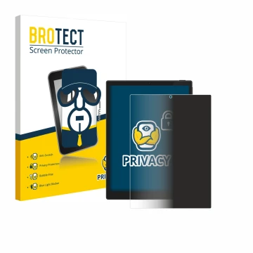 Face avant d’un emballage produit avec le logo de la marque BROTECT. À côté, l’appareil Hannspree Lumo 7.8 est représenté avec