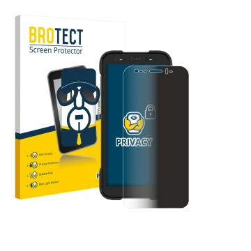 Face avant d’un emballage produit avec le logo de la marque BROTECT. À côté, l’appareil Zebra TC701 est représenté avec la pro