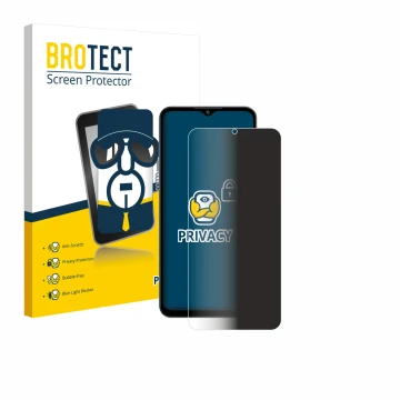 Face avant d’un emballage produit avec le logo de la marque BROTECT. À côté, l’appareil Oukitel C5 6,52