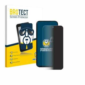 Face avant d’un emballage produit avec le logo de la marque BROTECT. À côté, l’appareil Motorola Moto G67 est représenté avec 