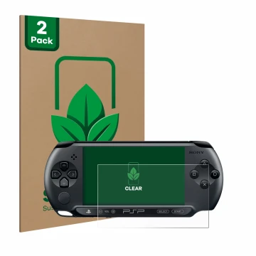 Face avant d’un emballage produit avec le logo de la marque ScreenLeaf. À côté, l’appareil Sony PSP Street E1004 est représent