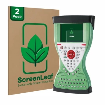 Face avant d’un emballage produit avec le logo de la marque ScreenLeaf. À côté, l’appareil Leica Viva Controller CS15 est repr