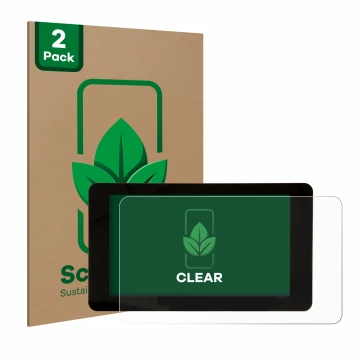 Face avant d’un emballage produit avec le logo de la marque ScreenLeaf. À côté, l’appareil Raspberry Pi Touchscreen 7