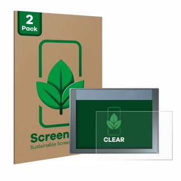 Face avant d’un emballage produit avec le logo de la marque ScreenLeaf. À côté, l’appareil Siemens Simatic HMI KTP 700 Basic e