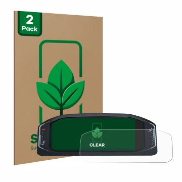 Face avant d’un emballage produit avec le logo de la marque ScreenLeaf. À côté, l’appareil Volkswagen Active Info Display T-Ro