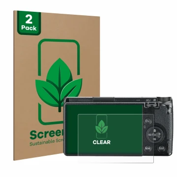 Face avant d’un emballage produit avec le logo de la marque ScreenLeaf. À côté, l’appareil Ricoh GR III 2019 R02010 est représ