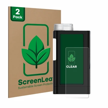Face avant d’un emballage produit avec le logo de la marque ScreenLeaf. À côté, l’appareil Mylife YpsoPump est représenté avec