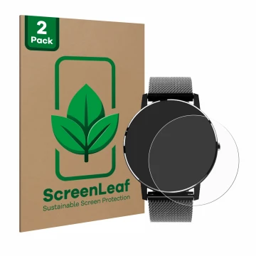 Face avant d’un emballage produit avec le logo de la marque ScreenLeaf. À côté, l’appareil Holalei Fitness Tracker 1.3