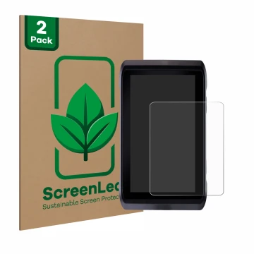 Face avant d’un emballage produit avec le logo de la marque ScreenLeaf. À côté, l’appareil Atomos Shogun 7 est représenté avec