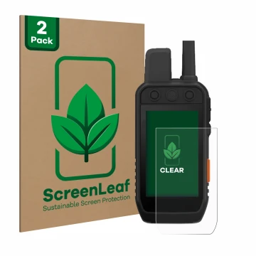 Face avant d’un emballage produit avec le logo de la marque ScreenLeaf. À côté, l’appareil Garmin Alpha 200 K est représenté a